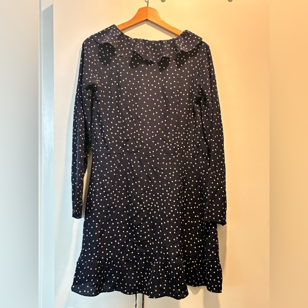 Women’s Navy Polka Dot Long-Sleeve Mini Dress The Alexandra - Picture 4 of 4